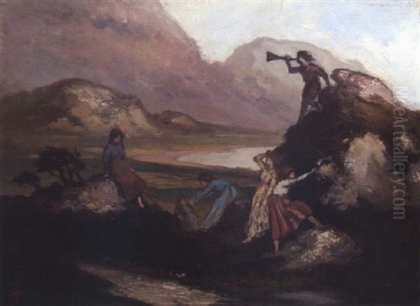 Children At Play Oil Painting by George William Russell