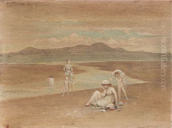 Bathers At Dusk Oil Painting by George William Russell