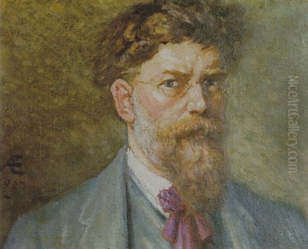 Self Portrait Oil Painting by George William Russell