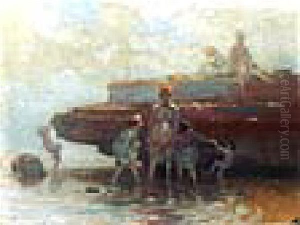 In The Shallows Oil Painting by George William Russell