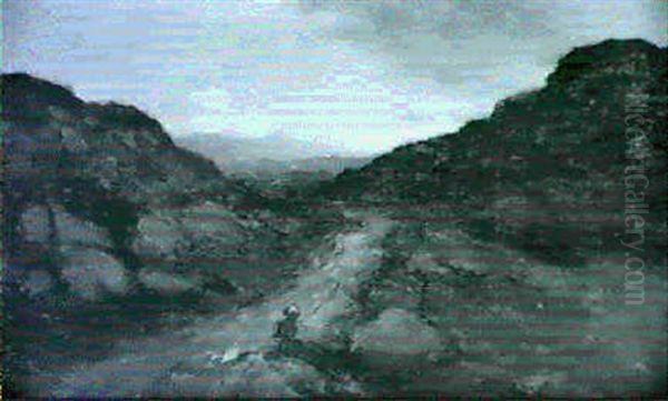 The Dim Blue Mantel Of The Mountains Far Away Oil Painting by George William Russell