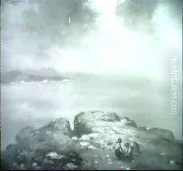 Children On A Headland Oil Painting by George William Russell