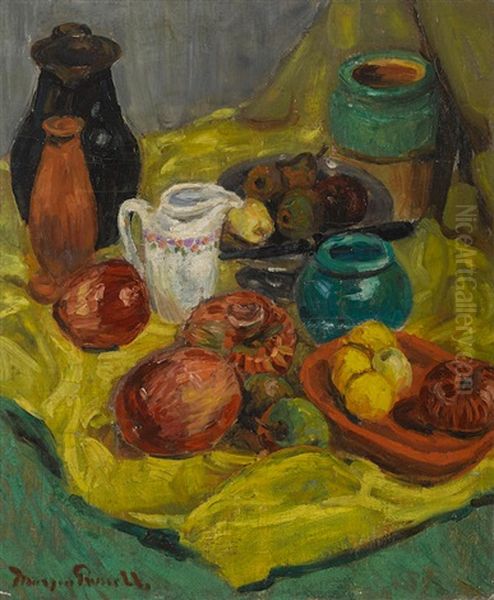 Still Life With Pomegranate Oil Painting by Morgan Russell