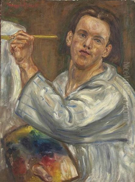 Autoportrait A La Palette Oil Painting by Morgan Russell