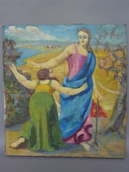 Scene Mythologique Ou Autoportrait (?) De L'artiste Oil Painting by Morgan Russell