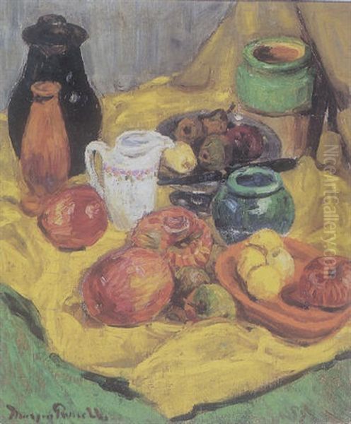 Still Life With Pomegranates Oil Painting by Morgan Russell