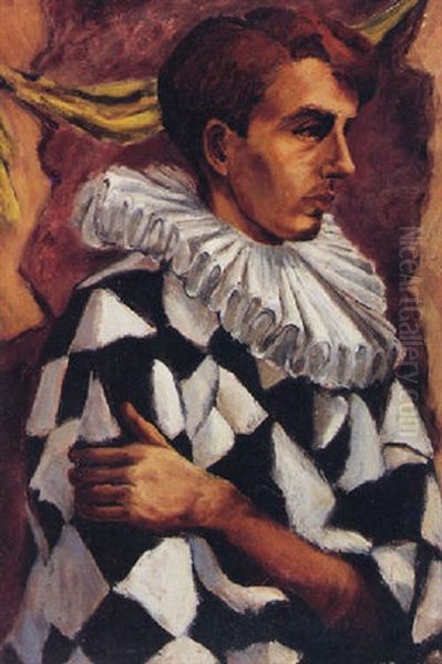 Harlequin Oil Painting by Morgan Russell