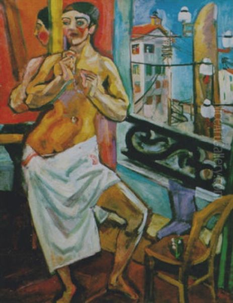 Femme A La Fenetre Oil Painting by Morgan Russell