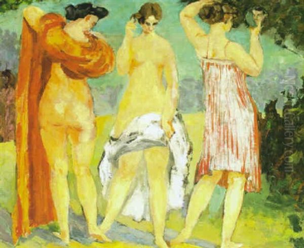 Sun Bath Oil Painting by Morgan Russell