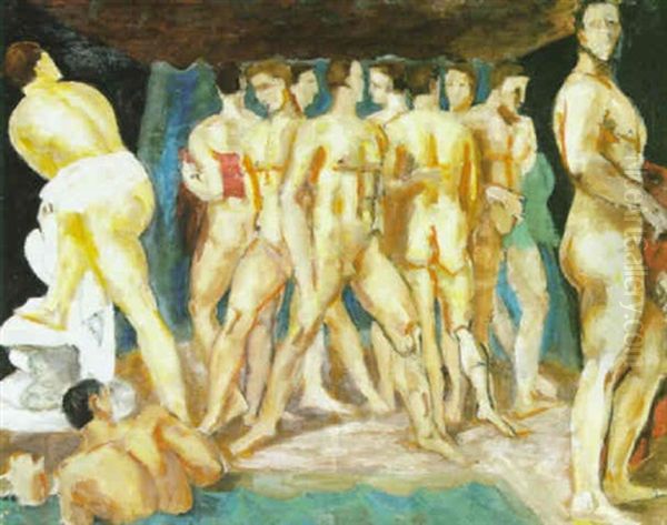 Piscine Oil Painting by Morgan Russell