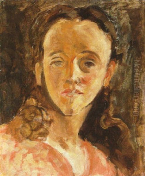 Portrait In Paris (self-portrait) Oil Painting by Morgan Russell