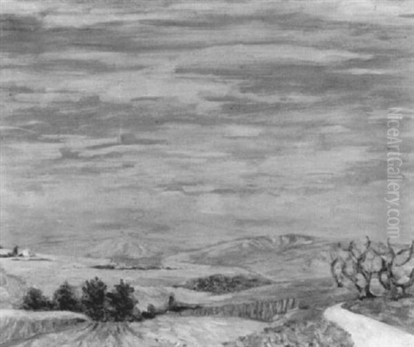 Zwei Bauernhofe In Hugeliger Landschaft Bei Aigremont Oil Painting by Morgan Russell