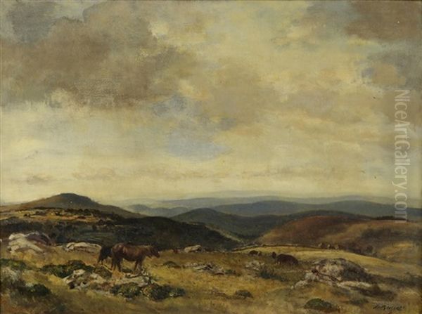 Dartmoor Landscape Oil Painting by Walter Westley Russell