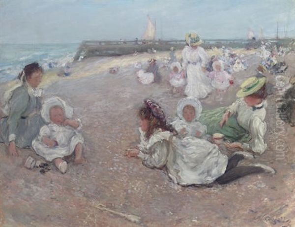 At The Seashore Oil Painting by Walter Westley Russell