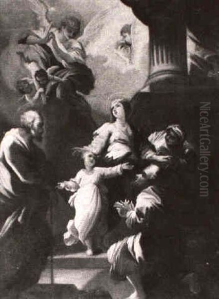Virgin And Child With Joachim And Anne Oil Painting by Clemente Ruta