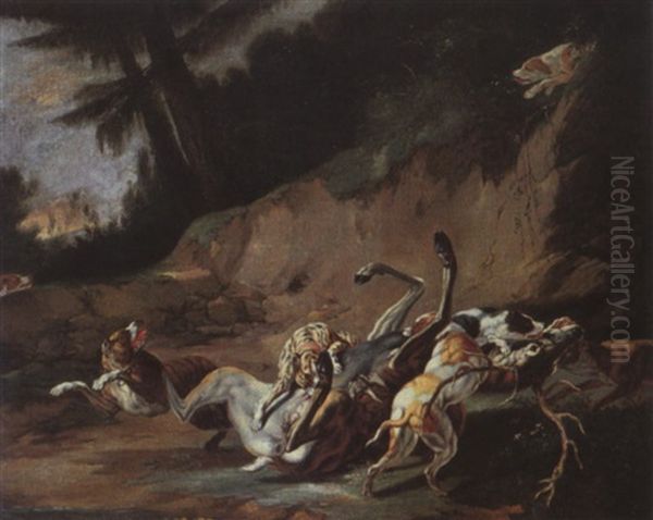 Die Hirschhatz Oil Painting by Carl Borromaus Andreas Ruthart