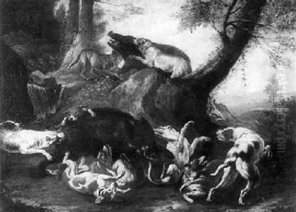 Sauhatz Oil Painting by Carl Borromaus Andreas Ruthart