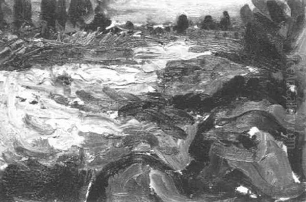 River In Torrent Oil Painting by Albert Rutherston