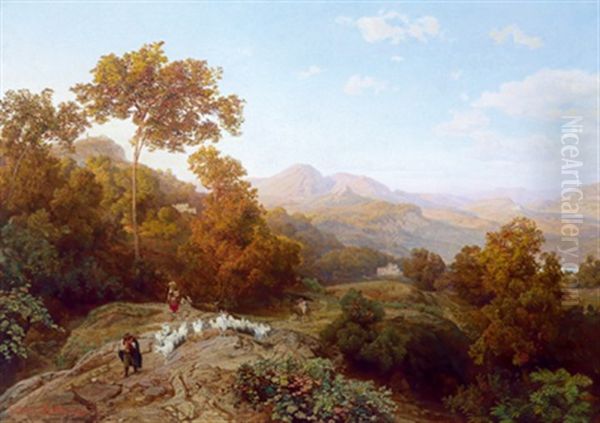 Ziegenhirten In Den Sabiner Bergen Oil Painting by Johann Valentin Ruths