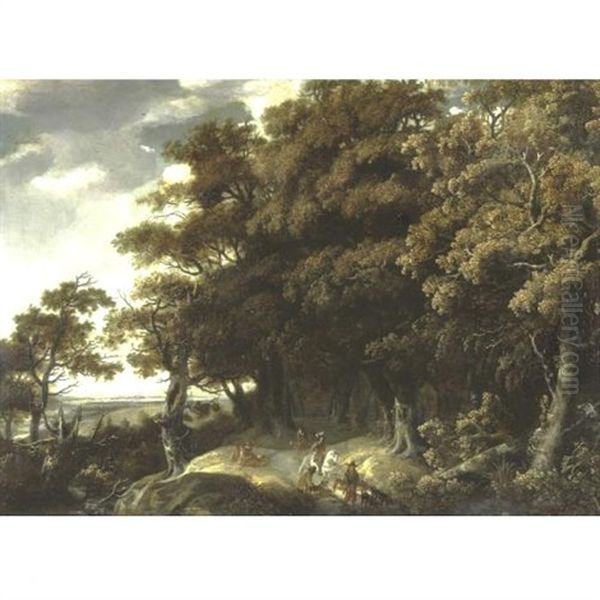 Extensive Landscape With Travelers Oil Painting by Jacob Salomonsz van Ruysdael