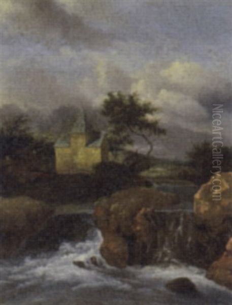 River Landscape Oil Painting by Jacob Salomonsz van Ruysdael