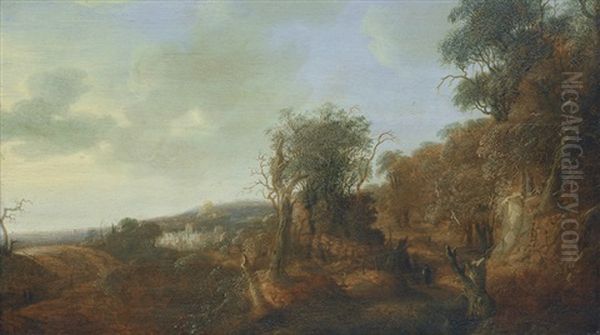 A Landscape With A Wanderer Oil Painting by Salomon van Ruysdael