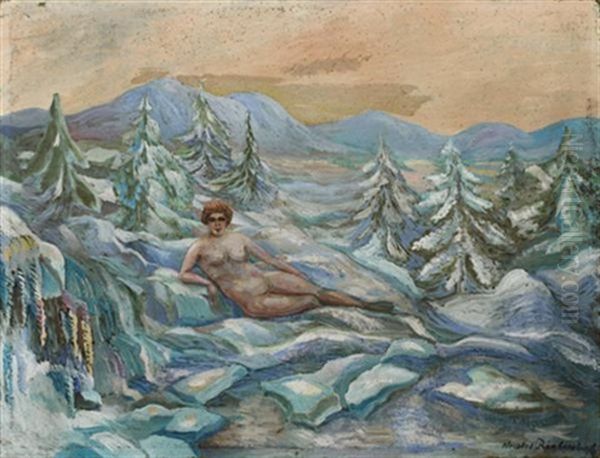 Nymphe Dans Un Paysage Enneige Oil Painting by Nicholai Ryabushinsky