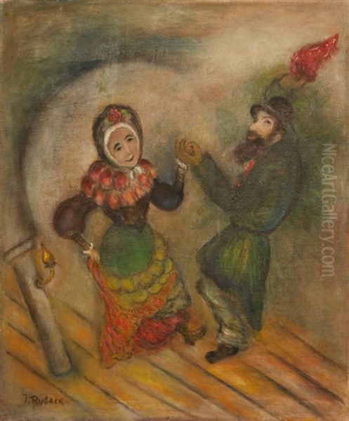 Couple De Danseurs Oil Painting by Issachar ber Ryback