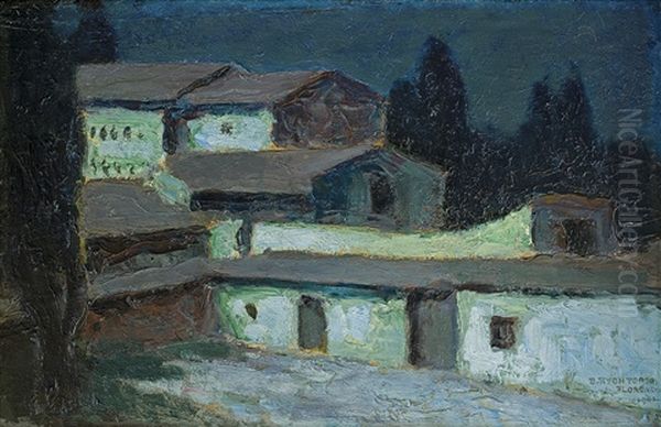 Winter Night In Florence Oil Painting by Bronislawa Rychter-Janowska