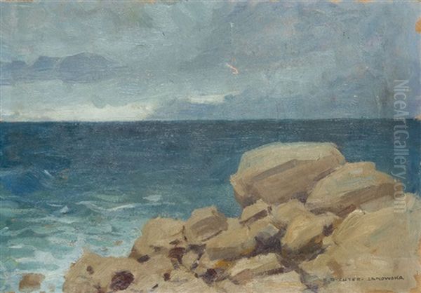 Rocky Bank Oil Painting by Bronislawa Rychter-Janowska