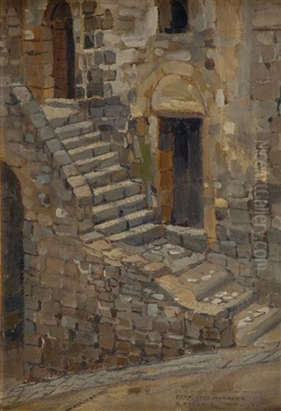 Schody W Orvieto Oil Painting by Bronislawa Rychter-Janowska