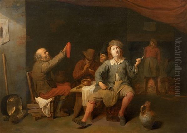 Les Fumeurs Dans Une Taverne Oil Painting by David Ryckaert III