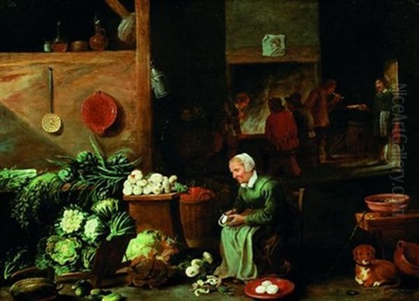 Scene D'interieur De Cuisine Oil Painting by David Ryckaert III