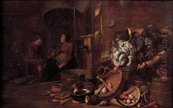 Interieur De Cuisine Oil Painting by Franz (Francois) Ryckhals