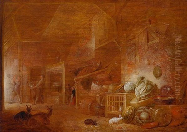 Inneres Einer Scheune Oil Painting by Franz (Francois) Ryckhals