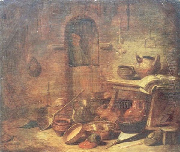 Interieur De Cuisine Oil Painting by Franz (Francois) Ryckhals