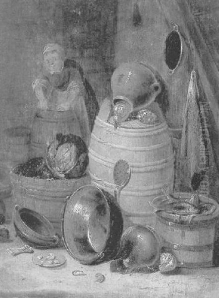 Fermiere Hollandaise Dans Une Arriere-cuisine Oil Painting by Franz (Francois) Ryckhals