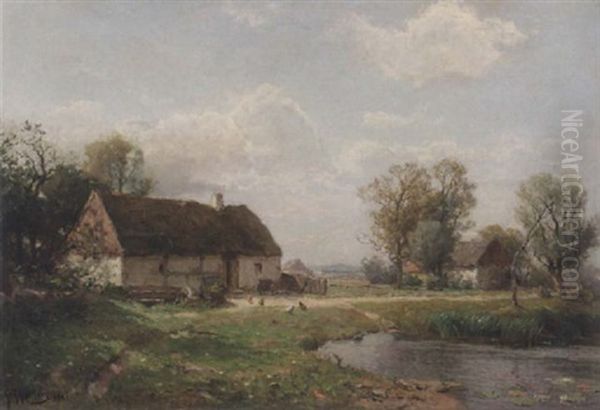 Sommarlandskap Med Skansk Gard Oil Painting by Gustaf Rydberg