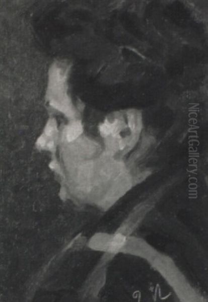 Portraitstudie Oil Painting by Gustaf Rydberg