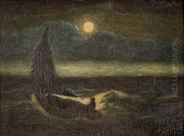 Moonlit Boat Scene Oil Painting by Albert Pinkham Ryder