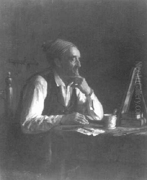 An Old Shaver Oil Painting by Platt Powell Ryder