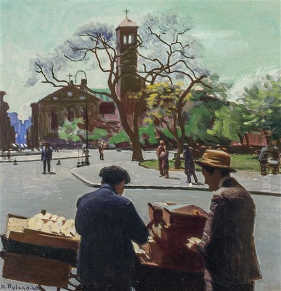 In Washington Square Oil Painting by Robert Knight Ryland