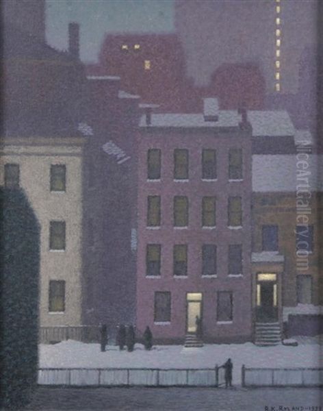 Night Scene With Snow Oil Painting by Robert Knight Ryland