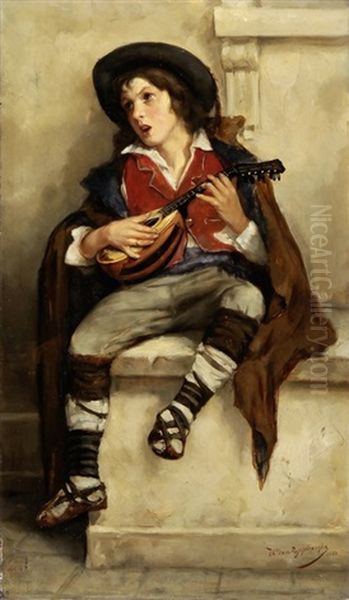 Joueur De Mandoline Oil Painting by Theo van Rysselberghe