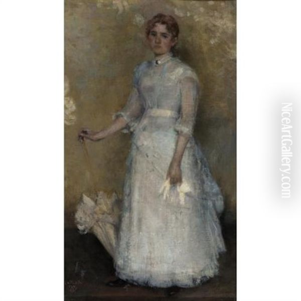 Portrait Of Mademoiselle L. Mills Oil Painting by Theo van Rysselberghe