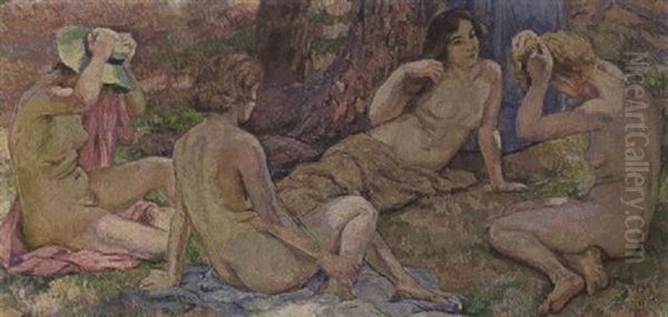 Bathing Nudes Oil Painting by Theo van Rysselberghe