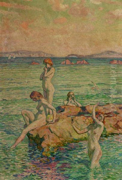 Bathing Women Oil Painting by Theo van Rysselberghe