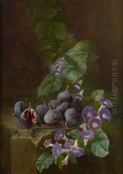 Composition Aux Figues Et Liserons Des Haies Oil Painting by Edward van Ryswyck