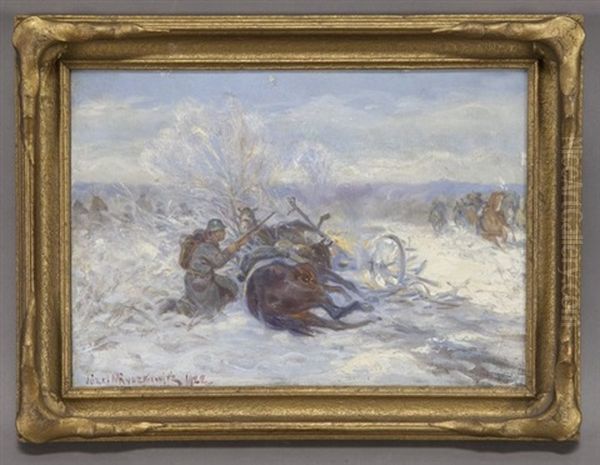 Soldiers Oil Painting by Jozef Ryszkiewicz