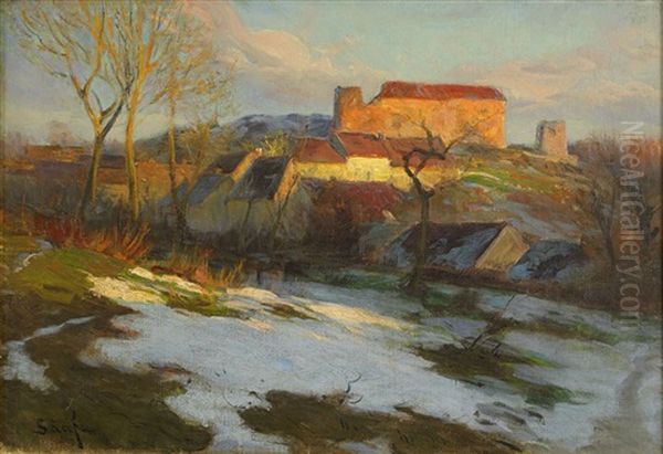 Fransk Gard I Varvinterskrud Oil Painting by Erik Saeaef